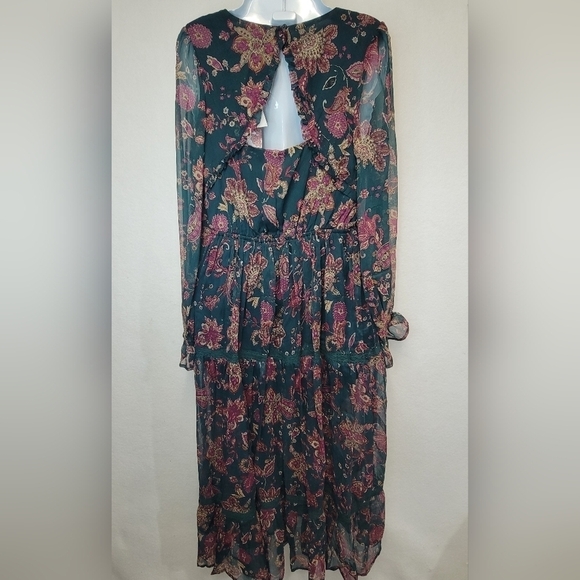 Band Of The Free Run The World Pine Paisley Empire Waist Midi Dress Size XS - Picture 5 of 13